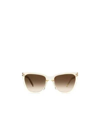 Saint Laurent Sl 548 Slim Oversized Sunglasses In Nude