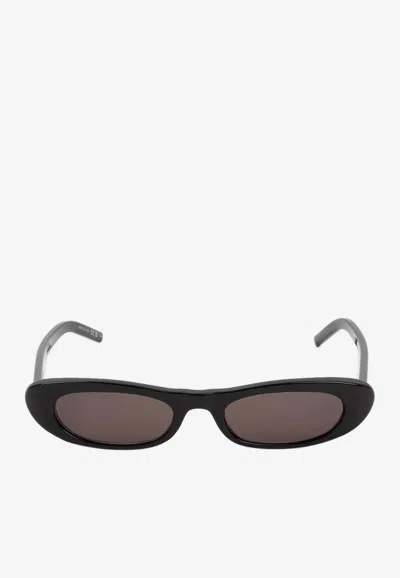 Saint Laurent Sl 557 Elongated Cat-eye Sunglasses In Black