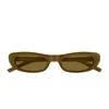 Saint Laurent Sl 557 Shade Linea Sl Logo 006 Brown Sunglasses In Green