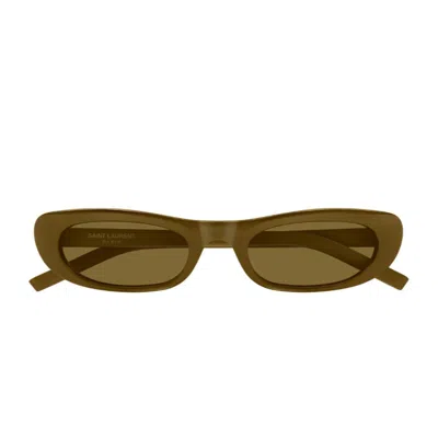 Saint Laurent Sl 557 Shade Linea Sl Logo Sunglasses In Brown