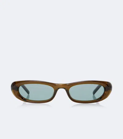 Saint Laurent Sl 557 Shade Plump Rectangular Sunglasses In Brown