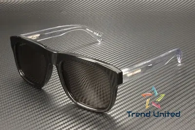 Pre-owned Saint Laurent Sl 558 001 Rectangular Squared Black Crystal 57mm Men's Sunglasses