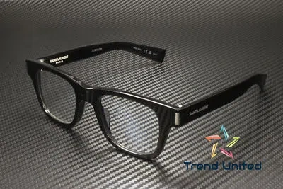 Pre-owned Saint Laurent Sl 564 008 Squared Acetate Black Transparent 49 Unisex Sunglasses In Clear