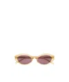 Saint Laurent Oval Frame Colored Lens Sunglasses In Gold