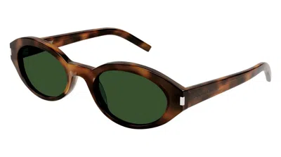 Pre-owned Saint Laurent Sl 567 Havana/green (002) Sunglasses