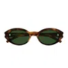 Saint Laurent Sl 567 Linea Corner Angle 002 Havana Green Sunglasses In Green