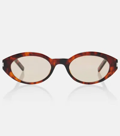 Saint Laurent Sl 567 Oval Sunglasses In Brown
