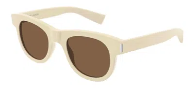 Pre-owned Saint Laurent Sl 571 Ivory/brown (005) Sunglasses
