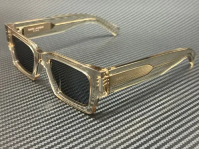 Pre-owned Saint Laurent Sl 572 003 Beige Silver Mirror Unisex 50 Mm Sunglasses