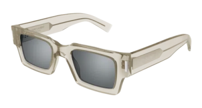 Pre-owned Saint Laurent Sl-572-003 Square Beige In Silver