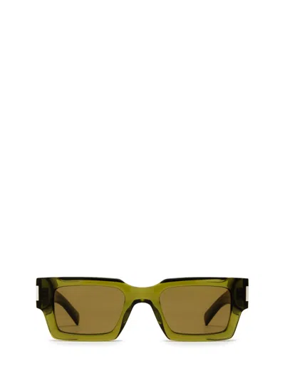 Saint Laurent Green Sl 572 Sunglasses In Brown