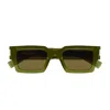 Saint Laurent Sl 572 Linea Corner Angle 005 Green Brown Sunglasses In Green