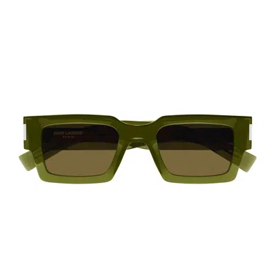 Saint Laurent Sl 572 Linea Corner Angle Sunglasses In Green