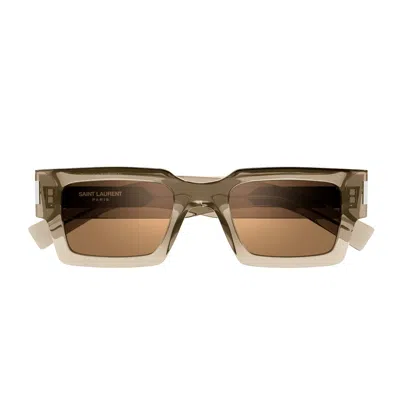 Saint Laurent Sl 572 Linea Corner Angle Sunglasses In Brown