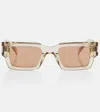 Saint Laurent Womens Yellow Ys000468 Rectangle-frame Acetate Sunglasses In Beige