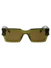Saint Laurent Womens Green Ys000459 Rectangle-frame Acetate Sunglasses In Brown