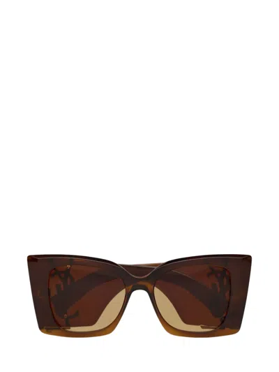 Saint Laurent Sl 572 Sunglasses With Geometrical Square Frames In Acetate And With Nylon Lenses In Brown