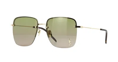 Pre-owned Saint Laurent Sl 573 Beige/silver Mirrored (003) Sunglasses