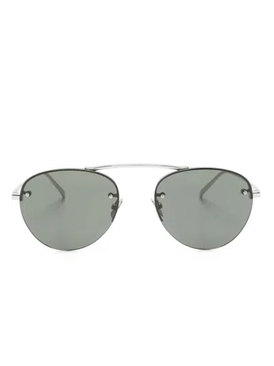 Saint Laurent Sl 575 Round-frame Sunglasses In Silver