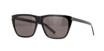 Pre-owned Saint Laurent Sl 581 Shiny Black With Silver/grey (001) Sunglasses In Gray