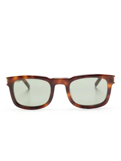Saint Laurent Sl 581 Square-frame Sunglasses In Braun