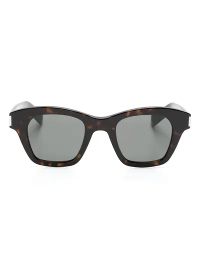 Saint Laurent Sl 592 Square-frame Sunglasses In Brown