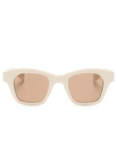 Saint Laurent Sl 592 Square-frame Sunglasses In Neutrals