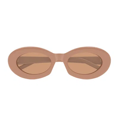 Saint Laurent Sl 594 Linea Sl Logo 010 Nude Brown Sunglasses In Neutral
