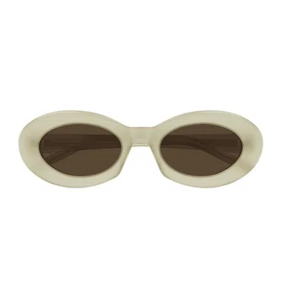 Saint Laurent Sl 594 Linea Sl Logo 011 Ivory Brown Sunglasses In Multi