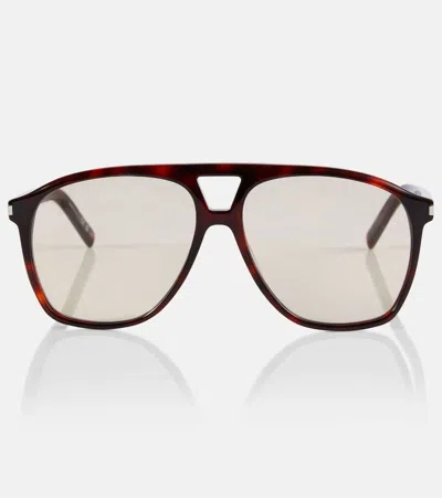 Saint Laurent Sl 596 Aviator Sunglasses In Havana-havana-brown