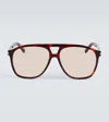 Saint Laurent Dune Aviator Sunglasses In Havana-havana-brown