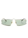 Saint Laurent Sl 606 Rectangle-frame Sunglasses In Gold