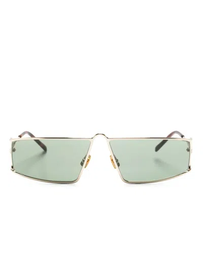 Saint Laurent Sl 606 Rectangle-frame Sunglasses In Gold