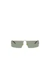 Saint Laurent Sl 606 Rectangle-frame Sunglasses In Green