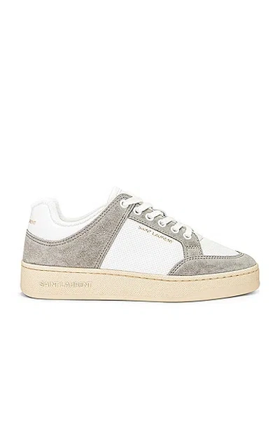 Saint Laurent Sl/61 Leather And Suede Sneakers In Blanc Optique/paris Roof