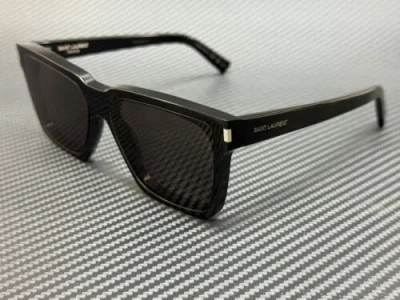 Pre-owned Saint Laurent Sl 610 001 Black Dark Grey Unisex 59 Mm Medium Sunglasses