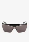 Saint Laurent Sl 614 Mask Sunglasses With Metal Accents In Gray