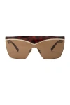 Saint Laurent Mask Acetate Sunglasses In Havana
