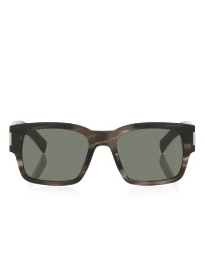Saint Laurent Sl 617 Rectangle-frame Sunglasses In Brown