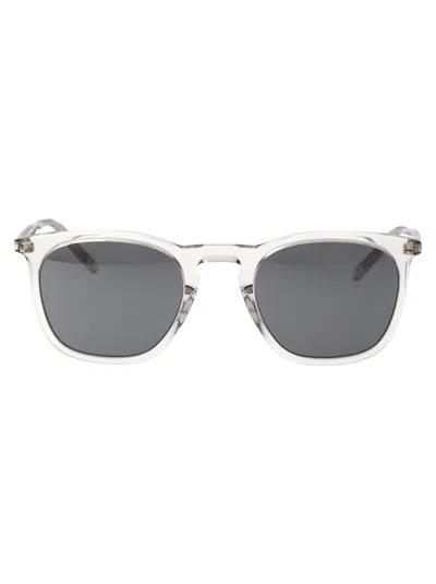 Saint Laurent Beige Beige Silver Acetate Sunglasses