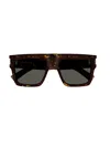 Saint Laurent Tortoiseshell-effect Wellington-frame Sunglasses In Black