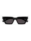 Saint Laurent Logo-engraved Cat-eye Sunglasses In 001 Black Black Black