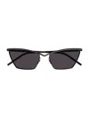 Saint Laurent Sl 637 001 Geometric Sunglasses In 001 Black Black Black