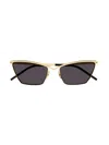 Saint Laurent Sl637 Cat-eye Sunglasses In Gold-gold-black