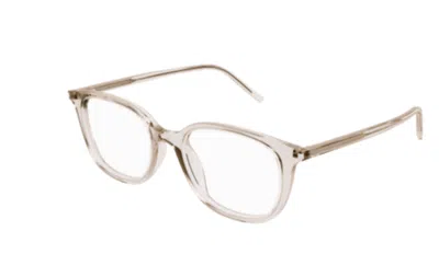 Pre-owned Saint Laurent Sl 644/f 004 Beige Square Men's Eyeglasses In Clear