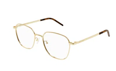 Pre-owned Saint Laurent Sl 646/f 003 Gold Round Women's Eyeglasses In Clear