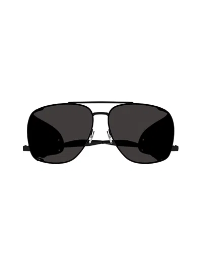 Saint Laurent Sl 653 Leon Leather Spoiler Sunglasses In 002 Black Black Black