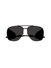Saint Laurent Stylish Leather Spoiler Sunglasses For Men In Black Black Black