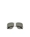 Saint Laurent Silver Aviator Sunglasses In Gray