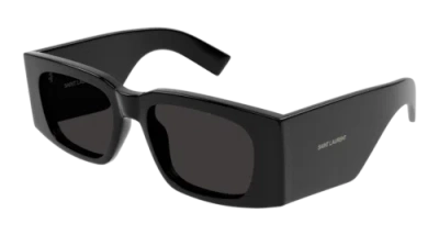 Pre-owned Saint Laurent Sl-654-001 Rectangle Black